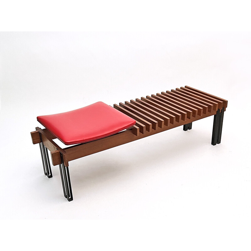 Vintage teak bench by Inge and Luciano Rubino for Apec