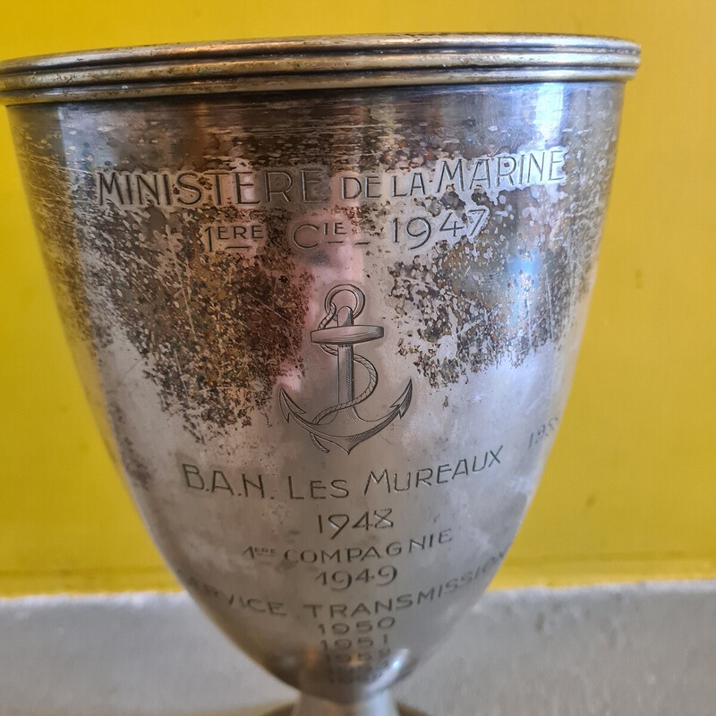 French vintage silver plated challenge cup Ecole Militaire by Christofle, 1945