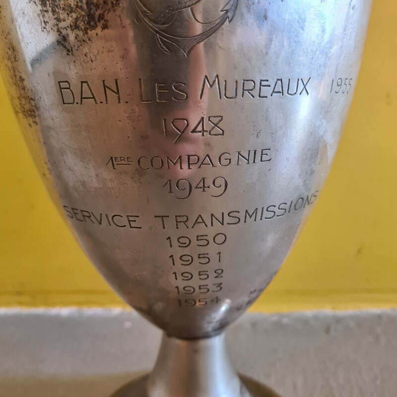 Copa de desafío francesa vintage plateada Ecole Militaire de Christofle, 1945