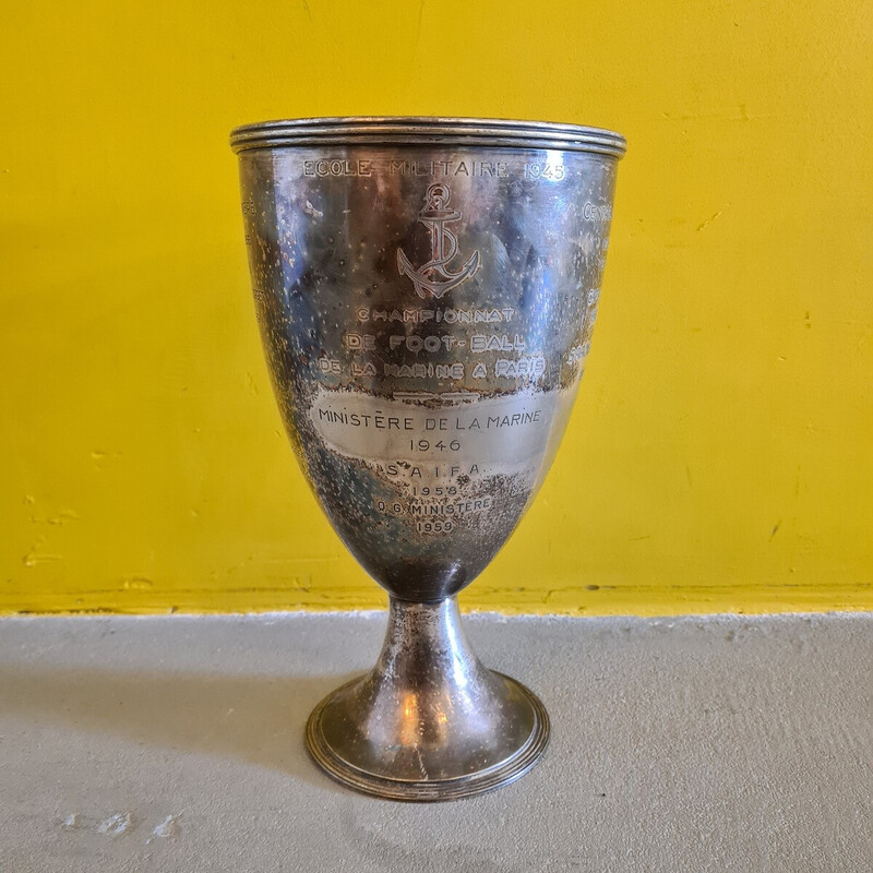 French vintage silver plated challenge cup Ecole Militaire by Christofle, 1945