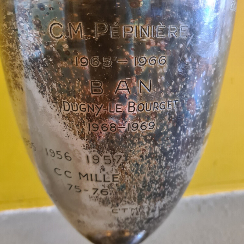 Taça de desafio francesa vintage banhada a prata Ecole Militaire por Christofle, 1945