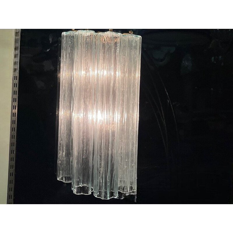 Pareja de apliques Tronchi vintage en tubo de cristal de Murano, años 80