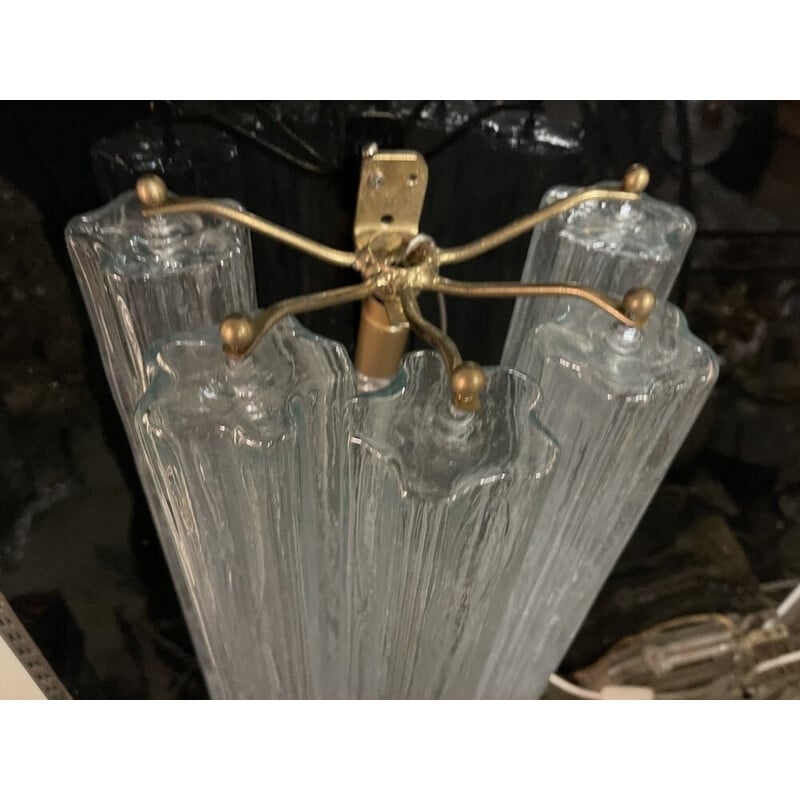 Pair of vintage Murano glass tube Tronchi wall lamps, 1980s