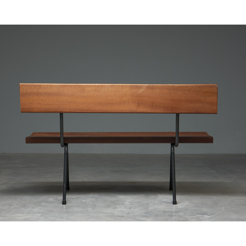 Vintage bench in solid teak, Netherlands 1950