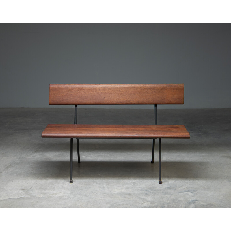 Vintage bench in solid teak, Netherlands 1950