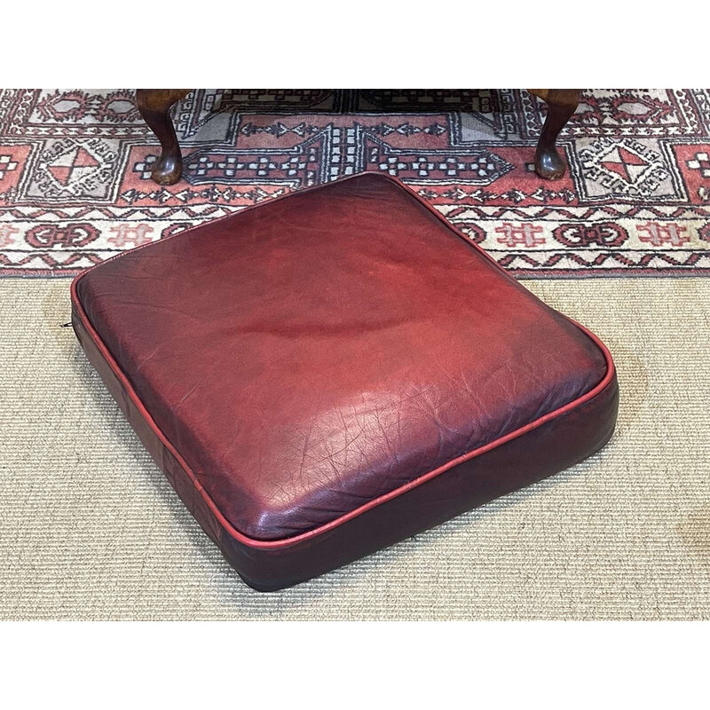 Vintage rood lederen Chesterfield wing chair, 1970