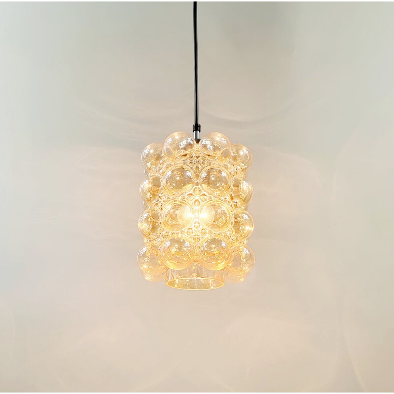 Mid-century amber bubble glass pendant lamp by Helena Tynell for Limburg, Germany 1960s