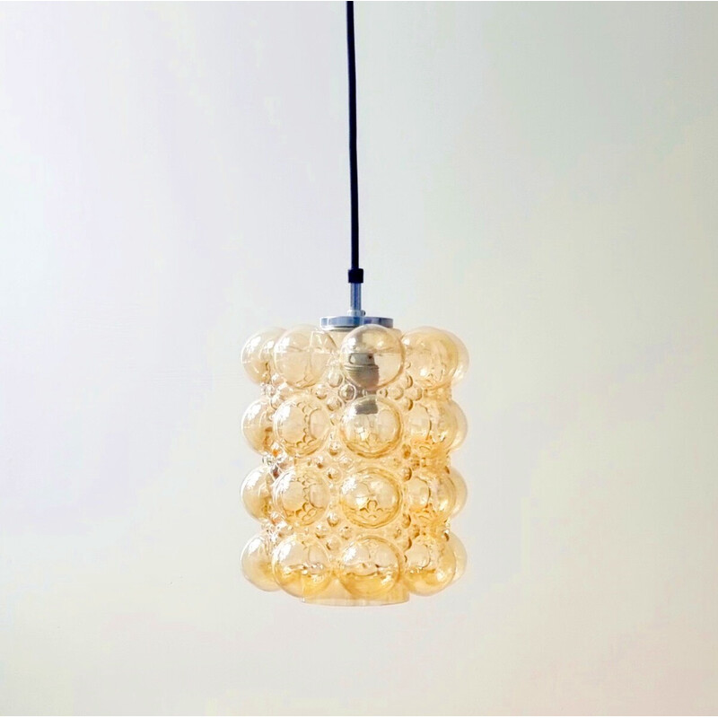 Mid-century amber bubble glass pendant lamp by Helena Tynell for Limburg, Germany 1960s