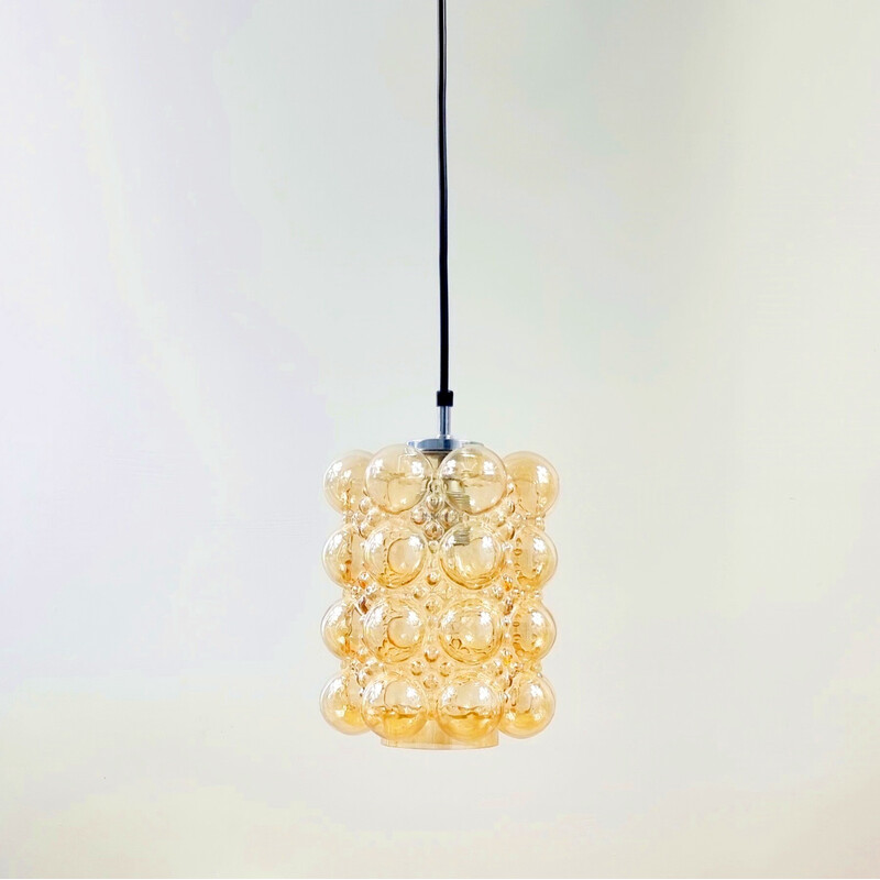 Mid-century amber bubble glass pendant lamp by Helena Tynell for Limburg, Germany 1960s