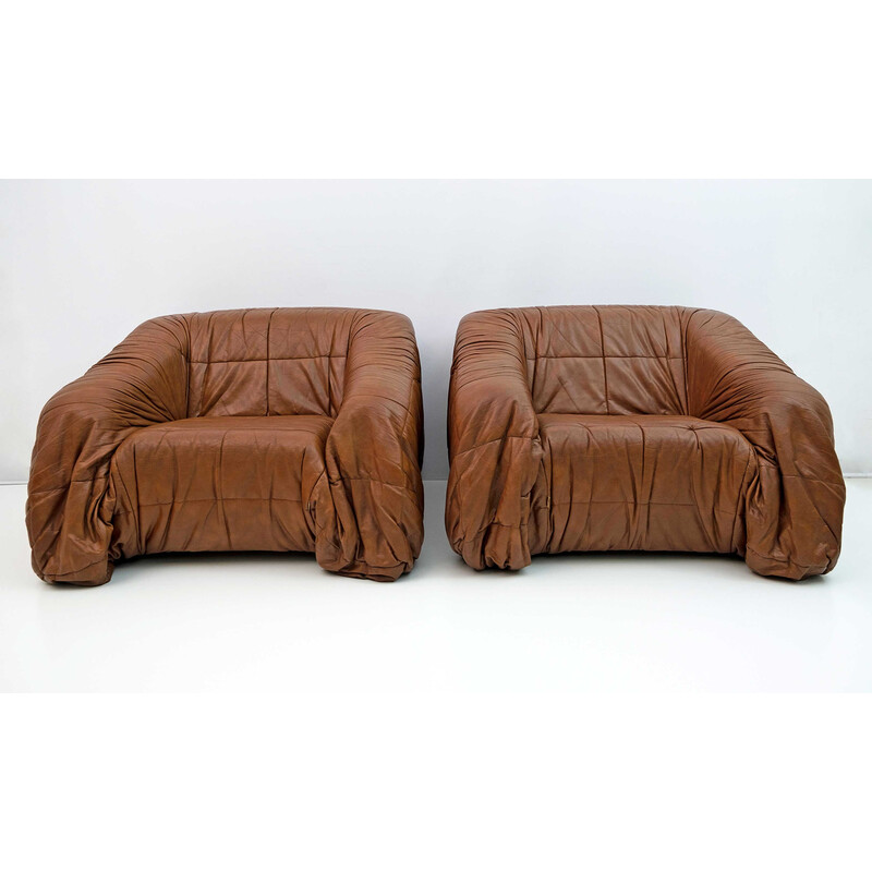 Pair of vintage Italian armchairs "Piumino" by De Pas D'urbino Lomazzi for Dall'Oca, 1970s