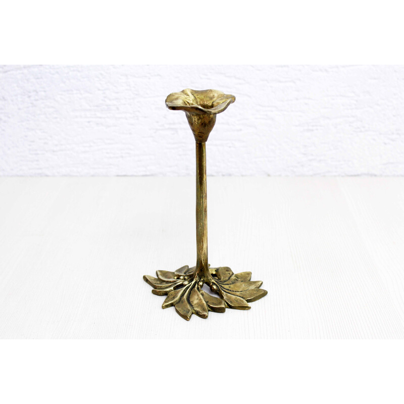 Vintage brass flower candlestick, 1960