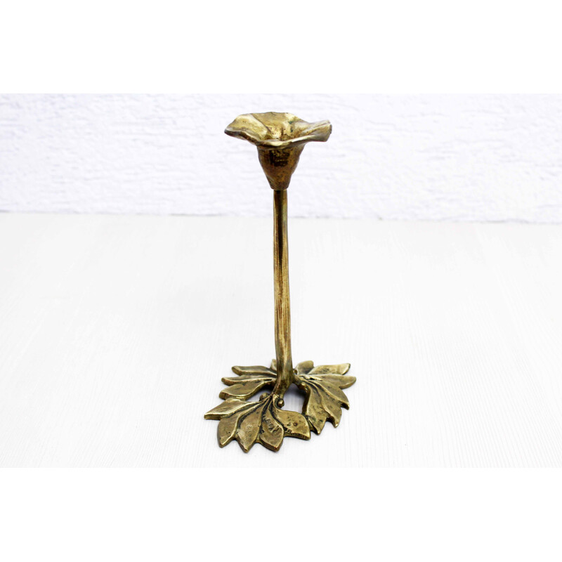 Vintage brass flower candlestick, 1960