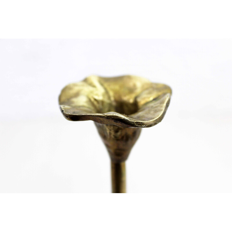 Vintage brass flower candlestick, 1960