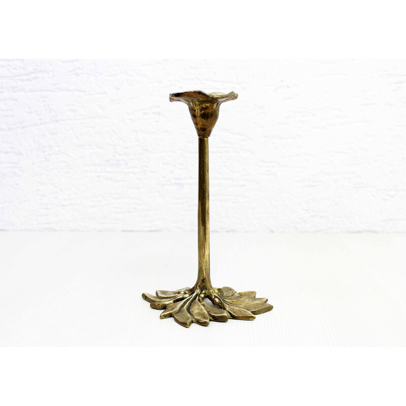 Vintage brass flower candlestick, 1960