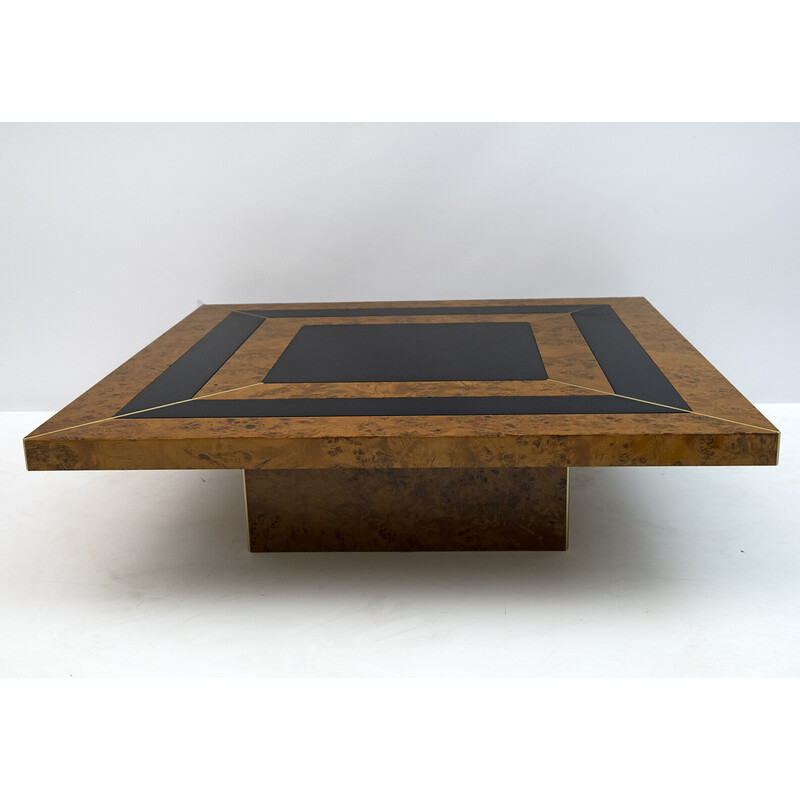 Italian vintage walnut and lacquer coffee table, 1970s