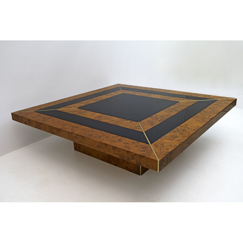 Italian vintage walnut and lacquer coffee table, 1970s