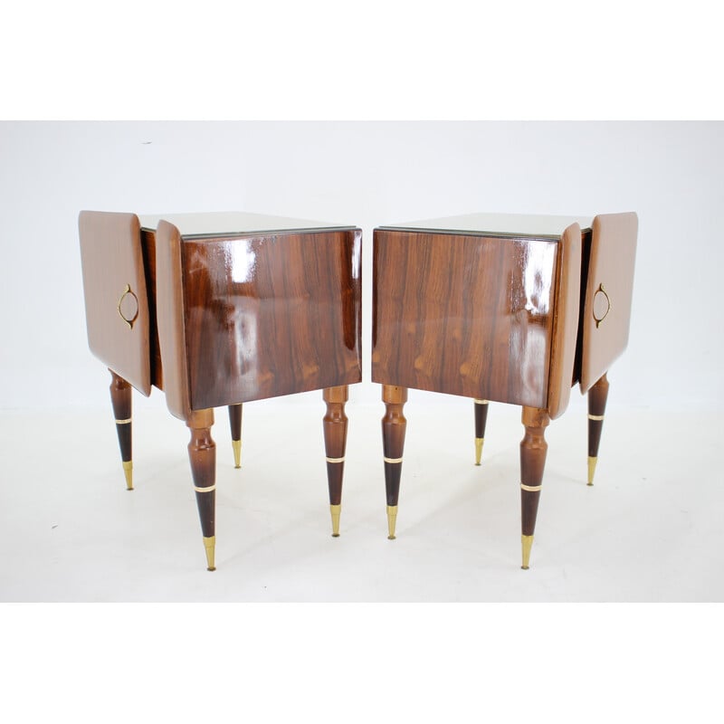 Pair of vintage sculptural wooden night stands, Italy 1960s