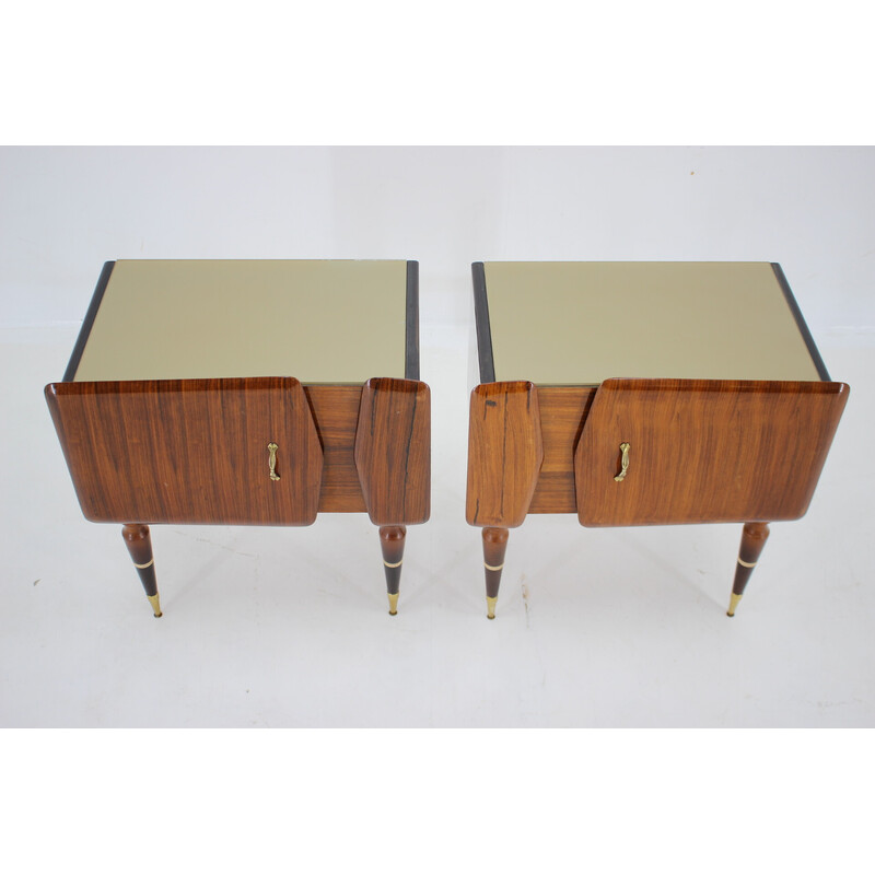 Pair of vintage sculptural wooden night stands, Italy 1960s