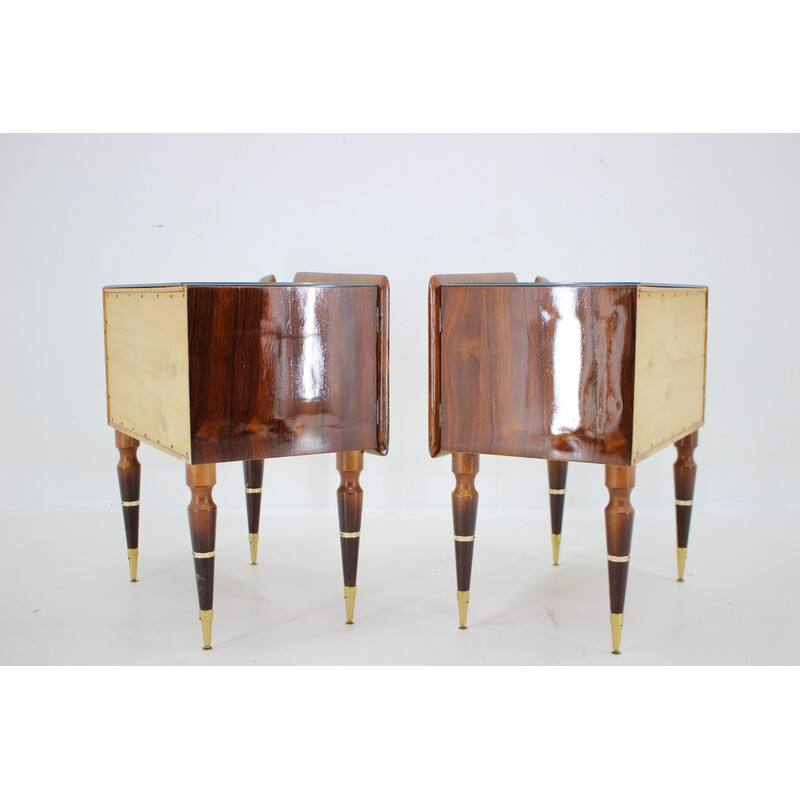 Pair of vintage sculptural wooden night stands, Italy 1960s