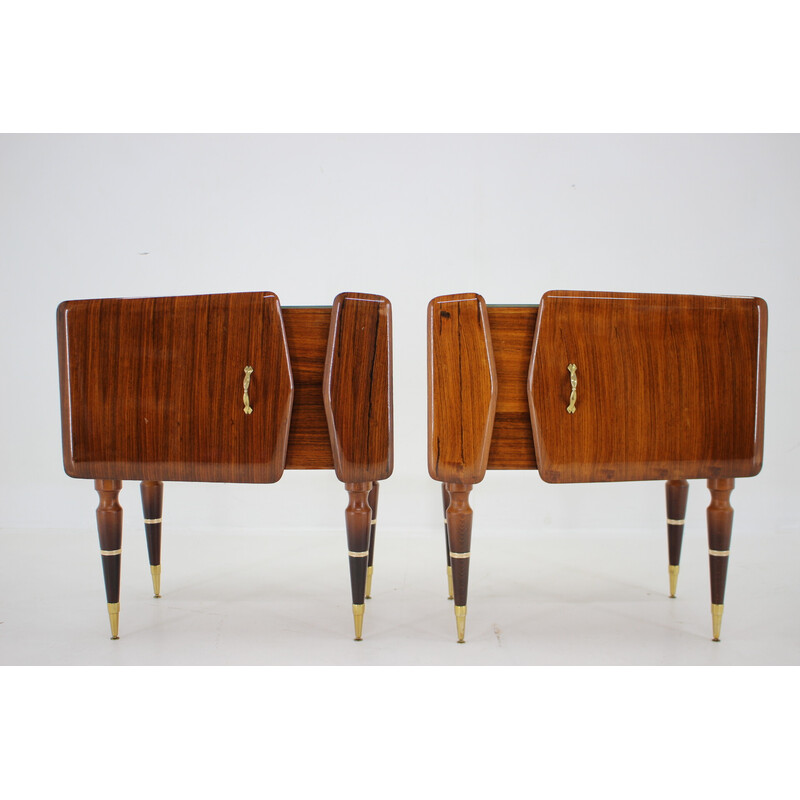 Pair of vintage sculptural wooden night stands, Italy 1960s