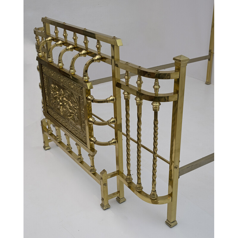 Art Nouveau Italian vintage brass double bed, 1900s