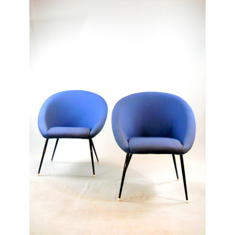 Pair of vintage blue armchairs - 1960s