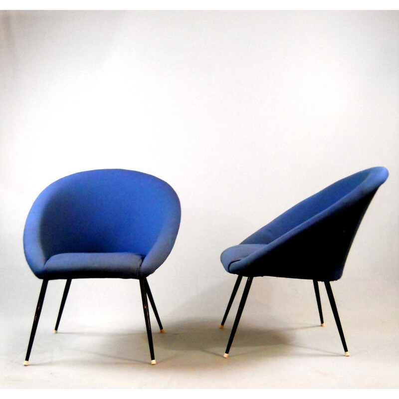 Paire de fauteuils bleus vintage - 1960