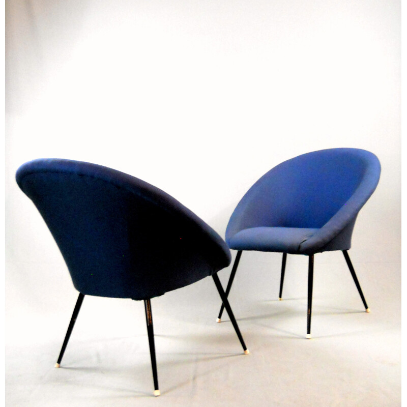 Pair of vintage blue armchairs - 1960s