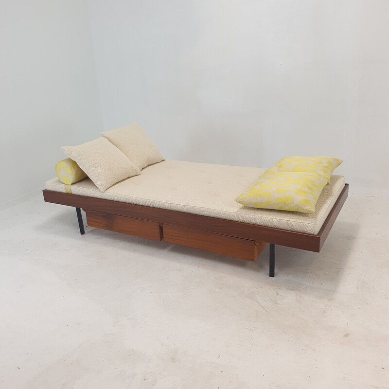 Vintage teak daybed with dedar cushions and bolster, 1960s