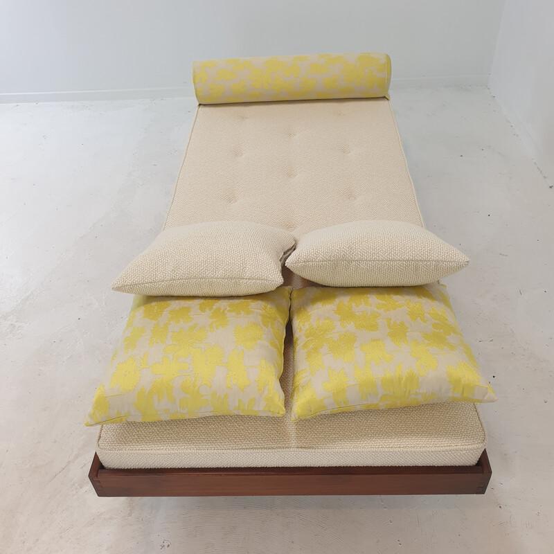 Vintage teak daybed with dedar cushions and bolster, 1960s