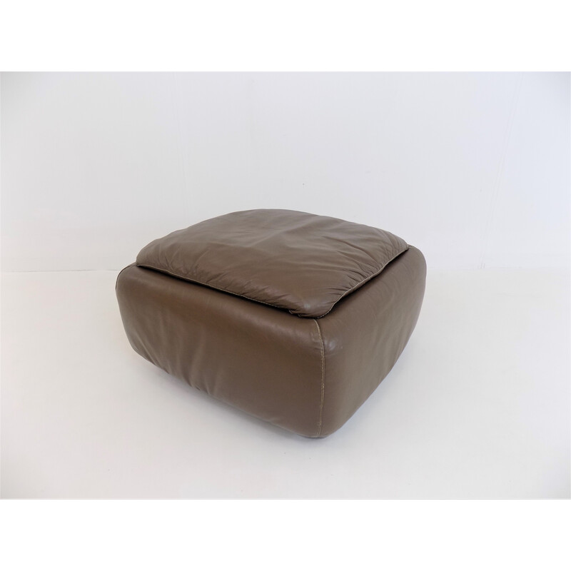 Pouf vintage Piumotto en cuir par Arrigo Arrigoni, Italie 1970