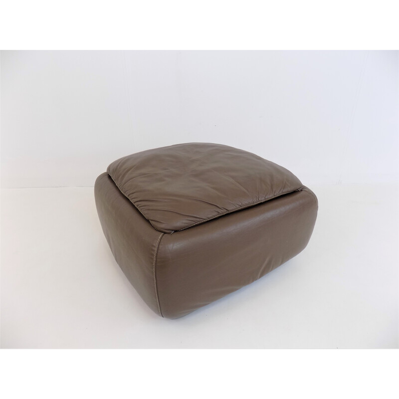 Vintage Piumotto leather pouffe by Arrigo Arrigoni, Italy 1970