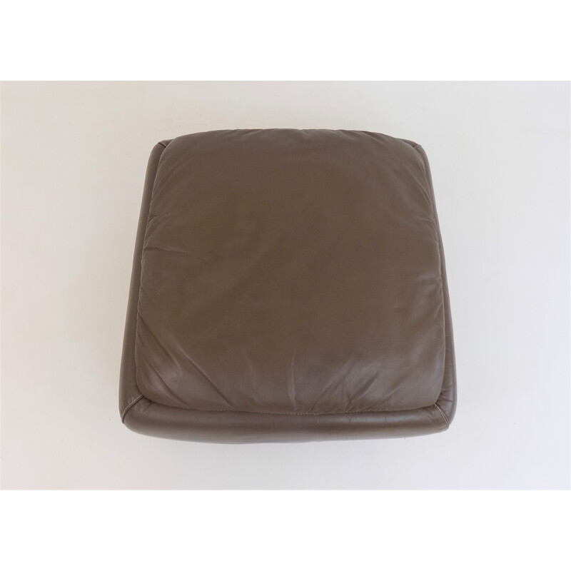 Vintage Piumotto leather pouffe by Arrigo Arrigoni, Italy 1970