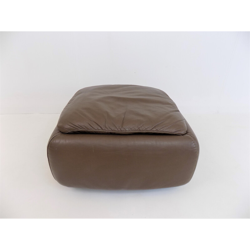 Pouf vintage Piumotto en cuir par Arrigo Arrigoni, Italie 1970