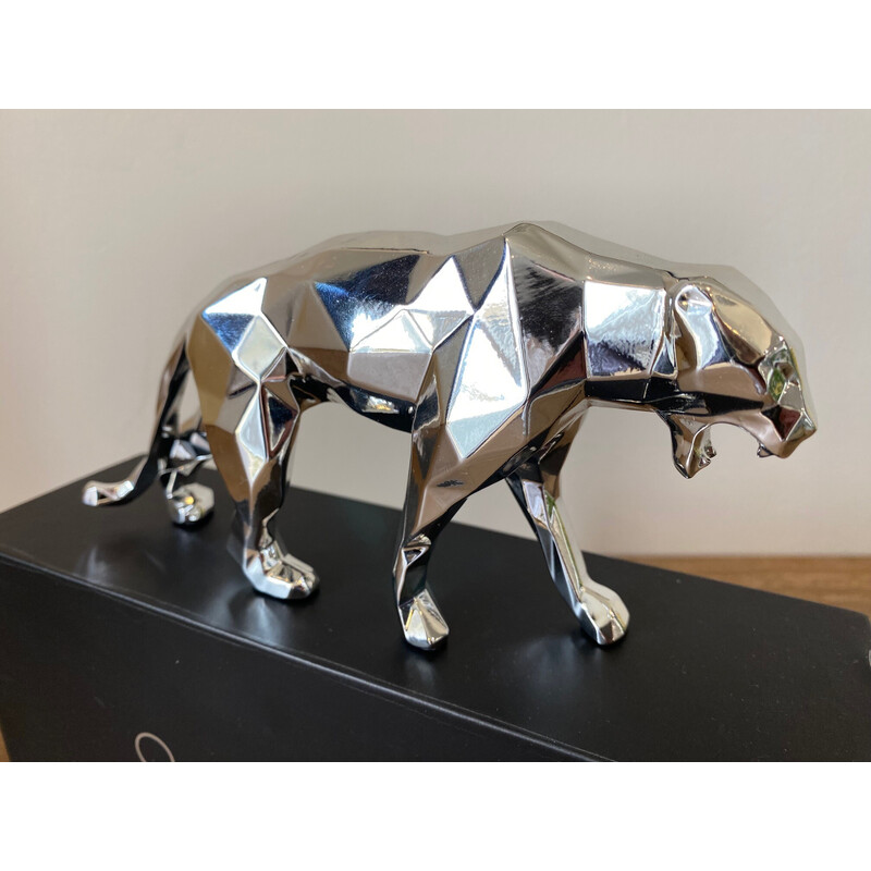 Vintage sculpture Panther spirit silver by Richard Orlinski, 2021