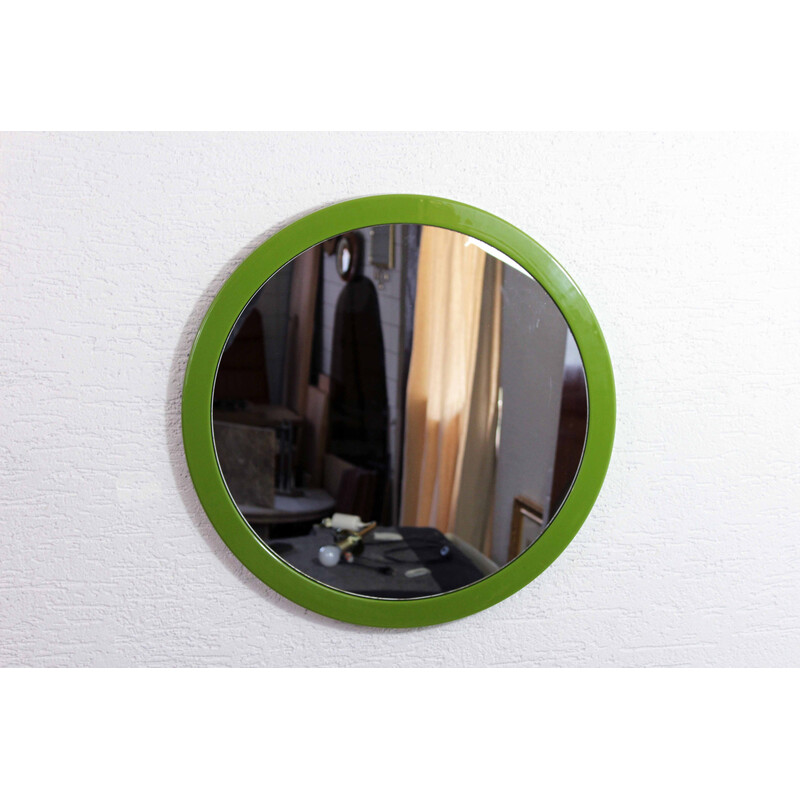 Round vintage green mirror, 1970