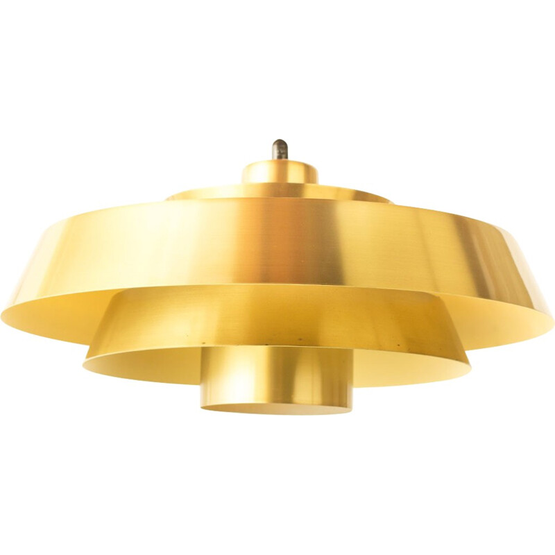 Pair of brass Nova pendant lamps by Jo Hammerborg for Fog & Morup - 1950s