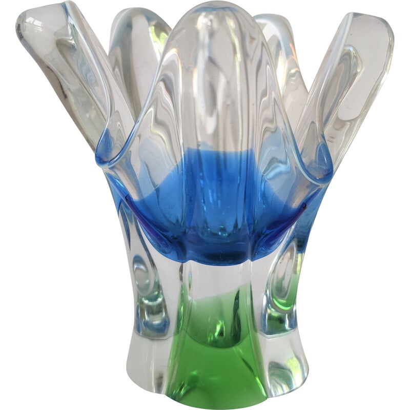 Vintage vase in blue metallurgic glass by J. Hospodka, Czechoslovakia 1960s