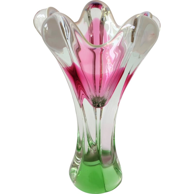 Vintage pink vase in metallurgic glass by J. Hospodka, Czechoslovakia 1960s