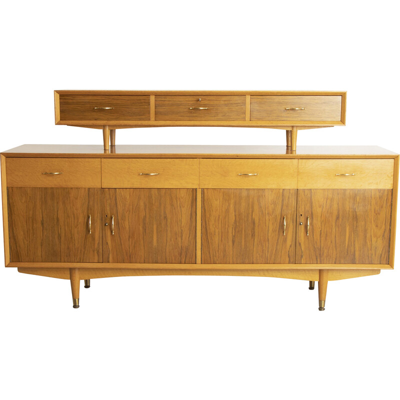 Mid century eikenhout en notenhouten dressoir met afneembaar blad, 1960