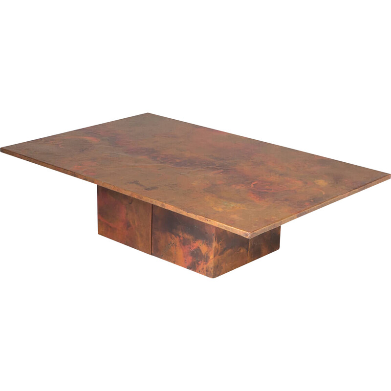 Vintage artwork copper etched coffee table