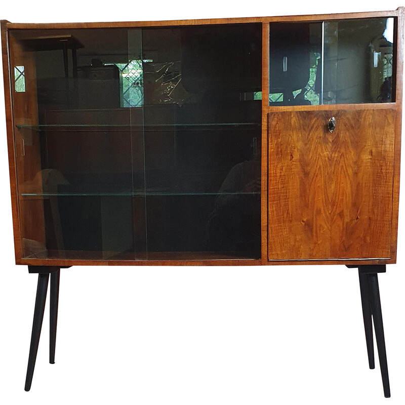 Vintage display cabinet with sliding glass doors