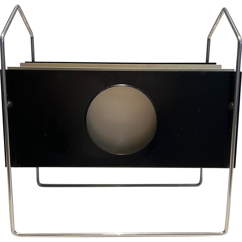 Vintage chrome-plated metal magazine rack, France 1970