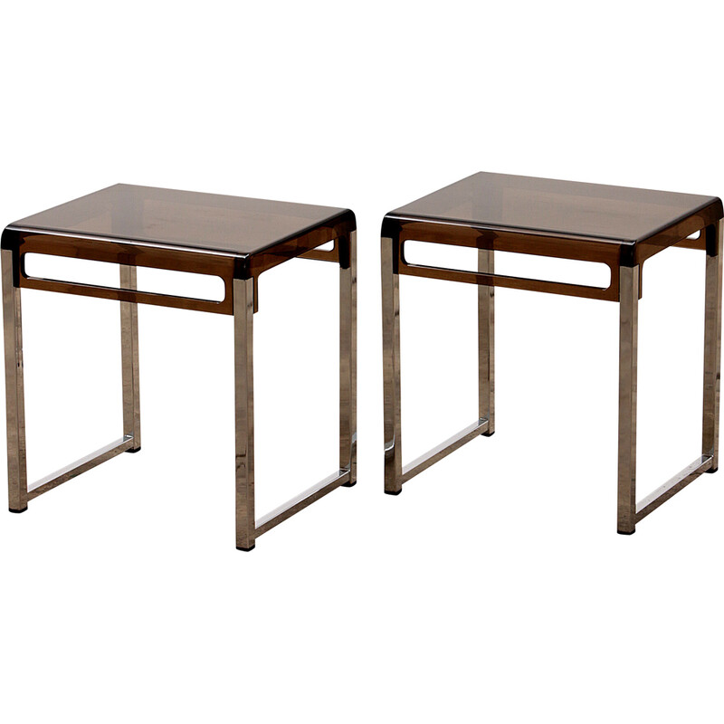 Pair of vintage plexiglas side tables by Marc Berthier, France 1960s