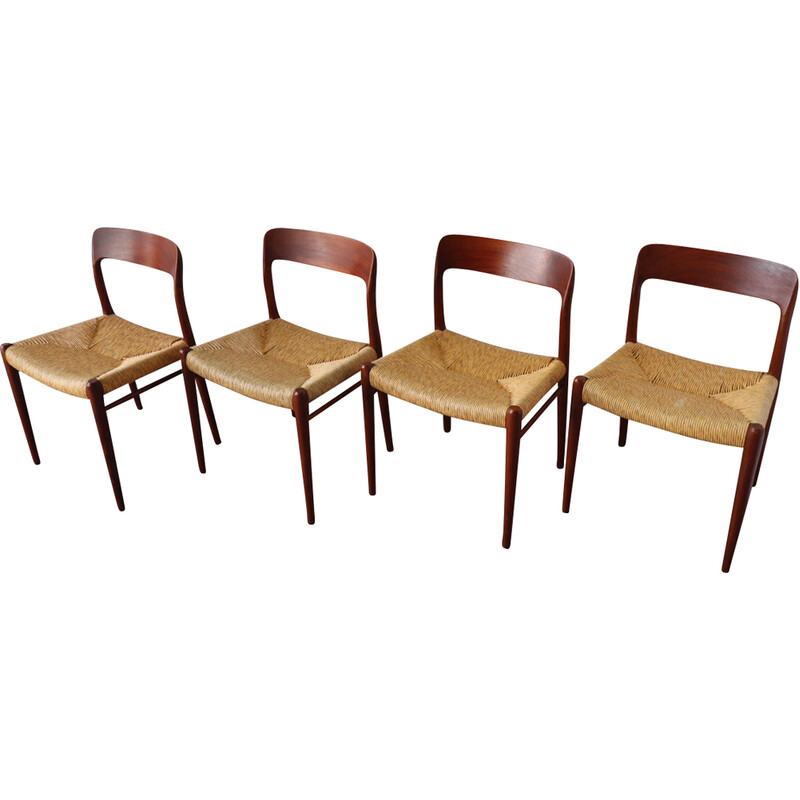 Conjunto de 4 cadeiras dinamarquesas vintage de Niels O. Moller, 1960
