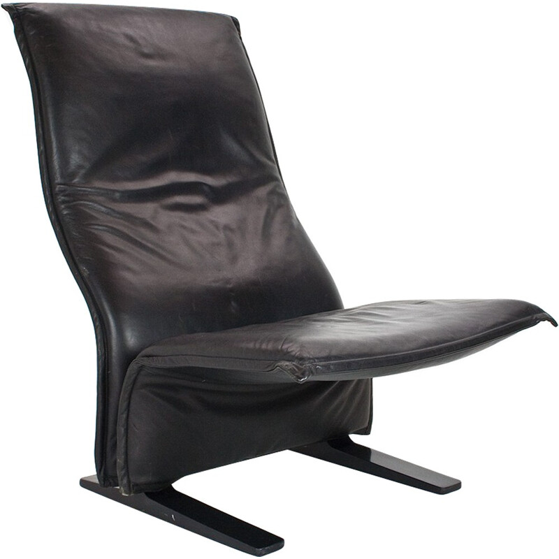 Fauteuil lounge F784 Concorde en cuir noir de Pierre Paulin pour Artifort - 1960