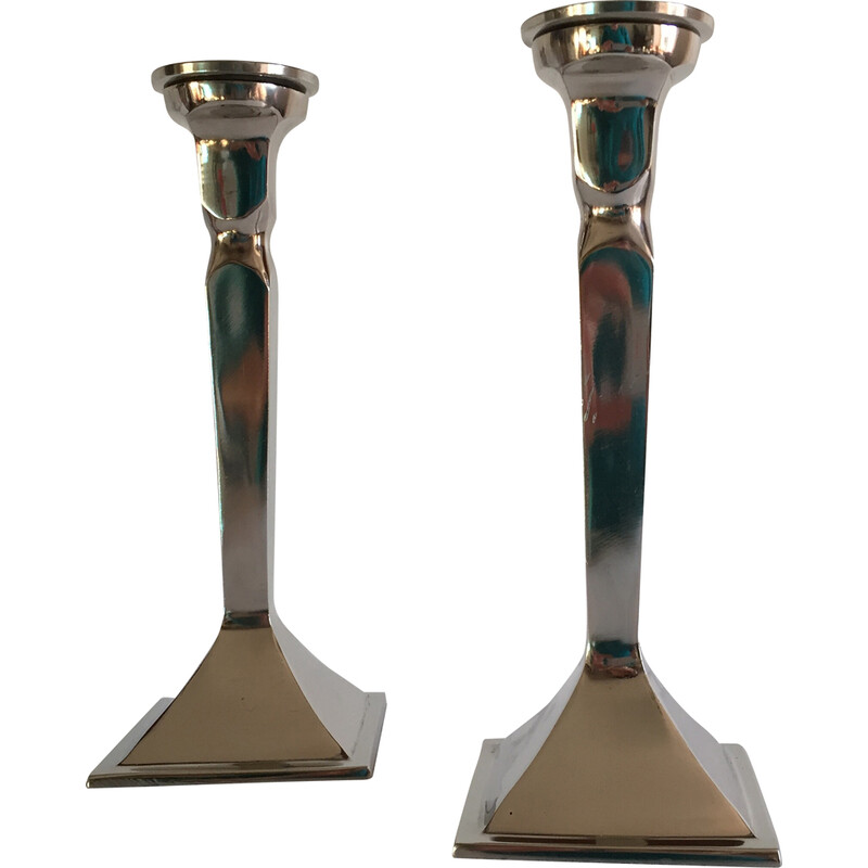 Pair of vintage candleholders in cast aluminum