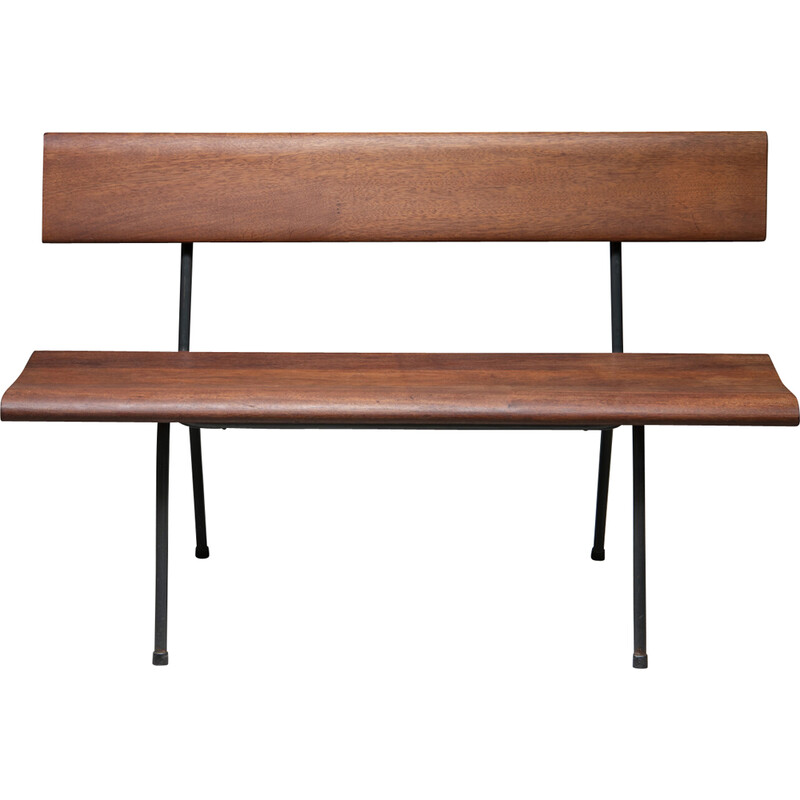 Vintage bench in solid teak, Netherlands 1950