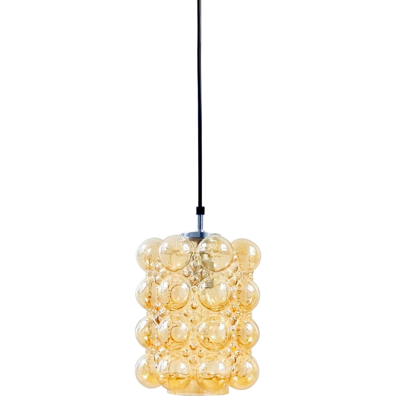 Mid-century amber bubble glass pendant lamp by Helena Tynell for Limburg, Germany 1960s