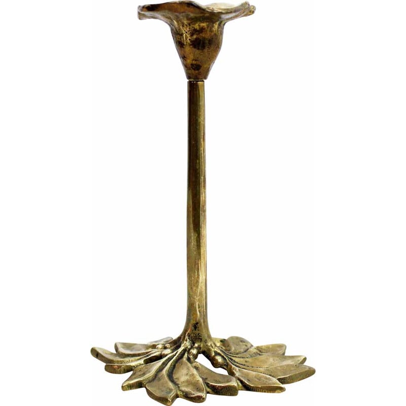 Vintage brass flower candlestick, 1960